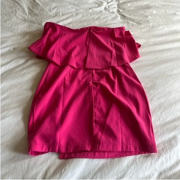 Revolve Superdown Catalina Ruffle Tube Mini Dress Hot Pink S - Picture 5 of 6